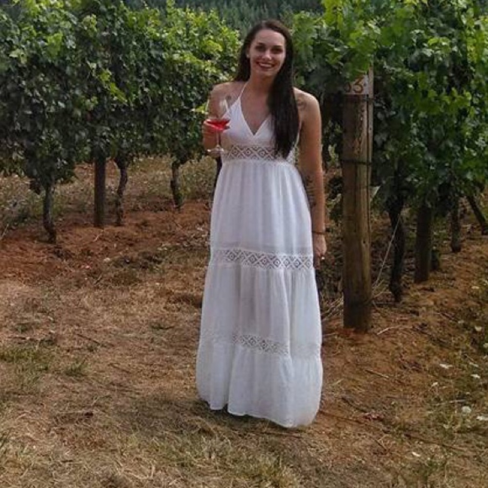 White Halter Maxi Dress