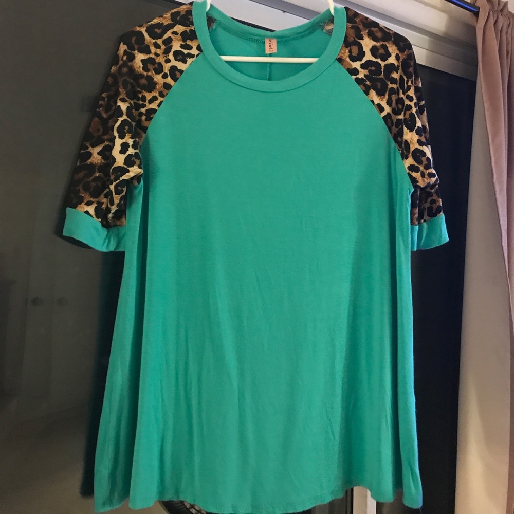 Blue and cheetah shirt