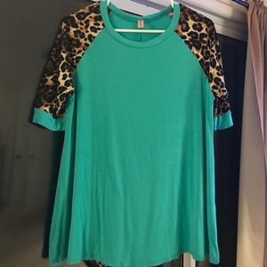 Blue and cheetah shirt