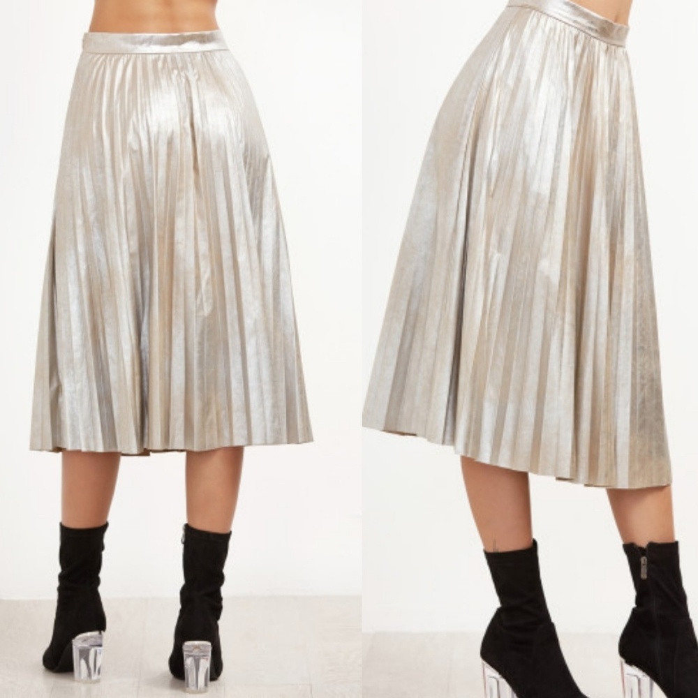 Silver Pleated Glam Skirt