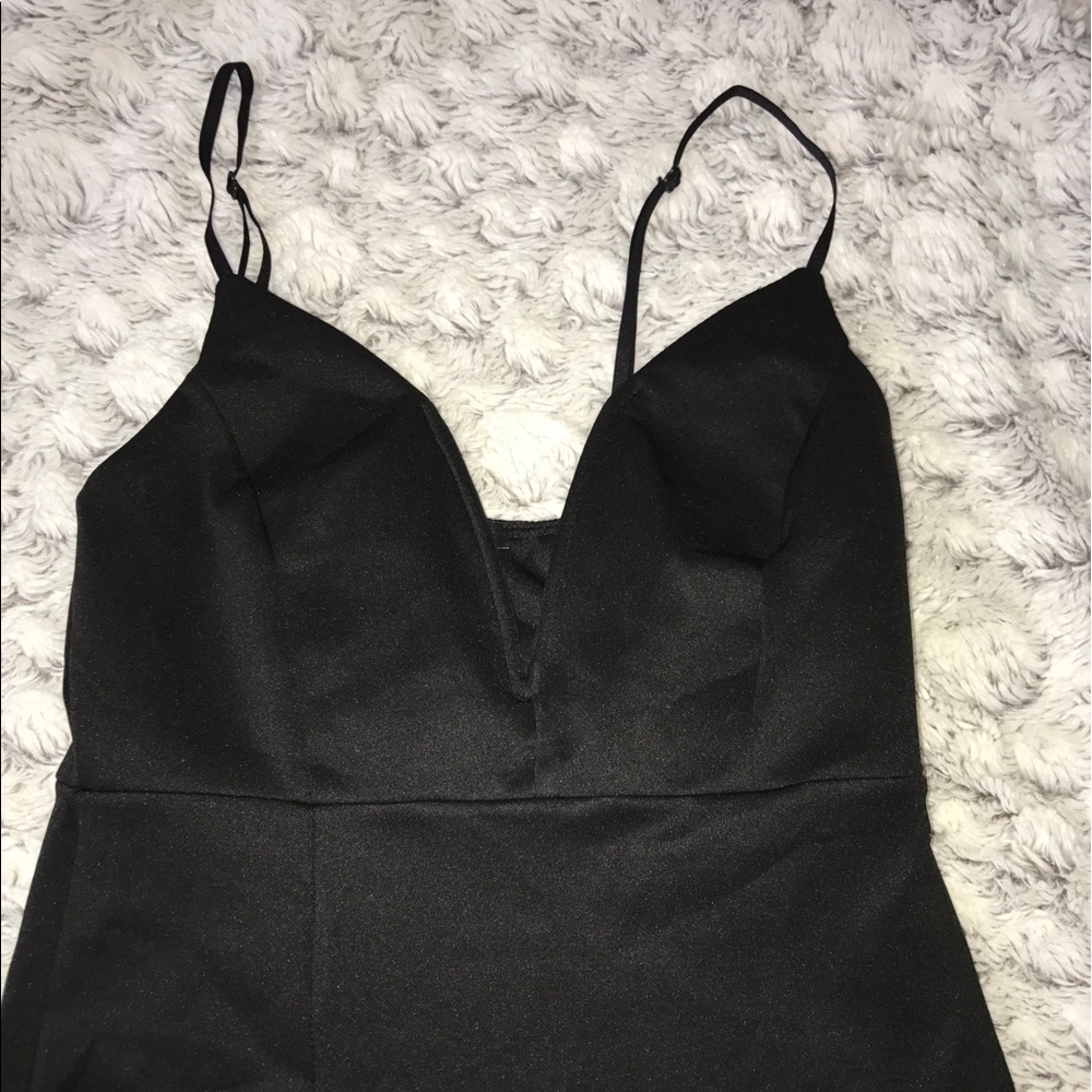 Black body con dress with high slit