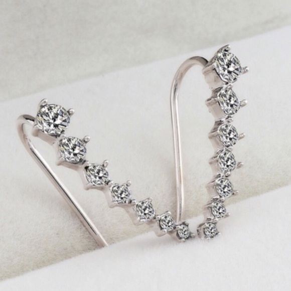 Silver Crystal Climber Earrings - Picture 2 of 3