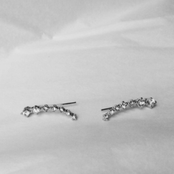 Silver Crystal Climber Earrings - Picture 3 of 3