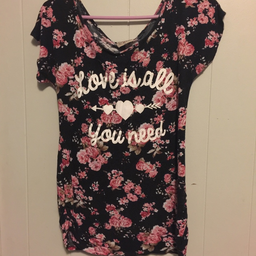 Floral Beatles lyrics tee