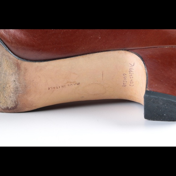 SALVATORE FERRAGAMO brown leather kitten heels - Picture 8 of 8