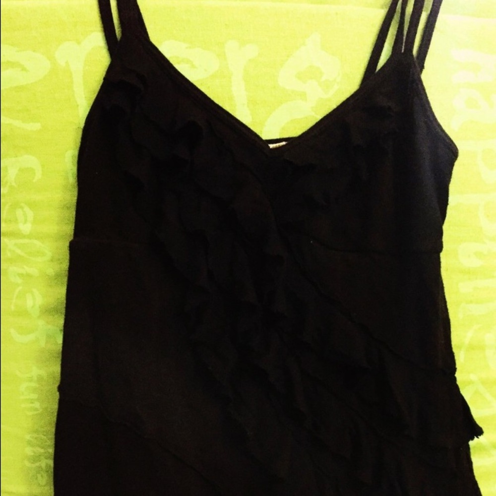 Flirty Black Free People Camisole w/ruffle detail