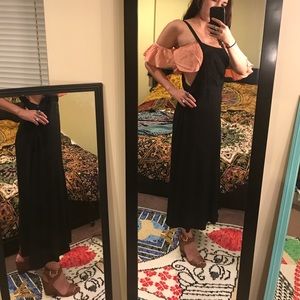 S Overall-like Maxi Dress w Button Adjust Straps