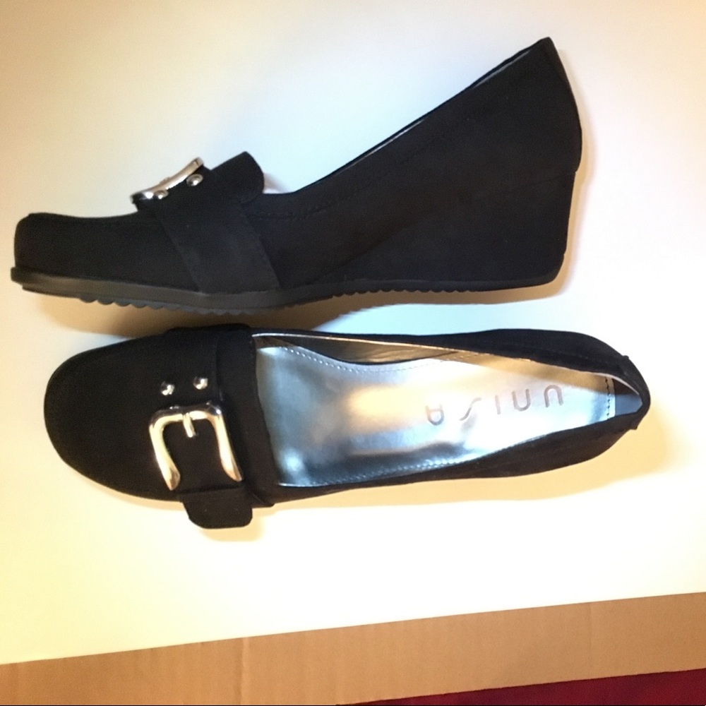 Unisa Wedges Black Suede -Size 9