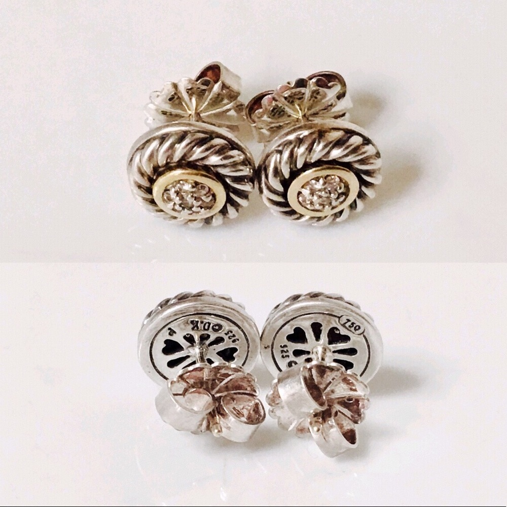 David Yurman Classic Cable Diamond Cookie Earrings - Picture 3 of 6
