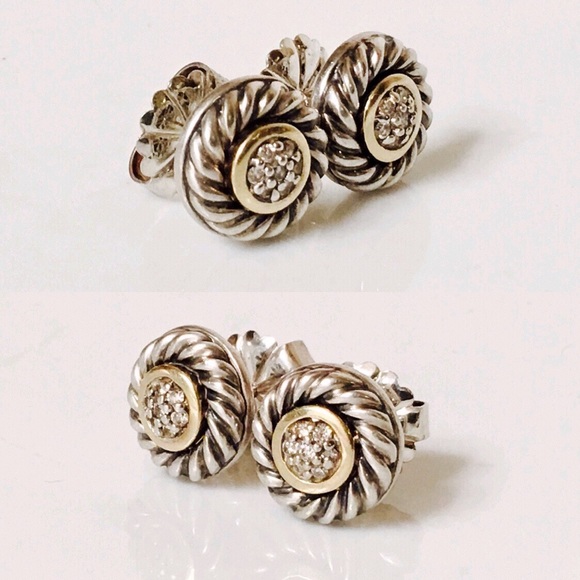 David Yurman Classic Cable Diamond Cookie Earrings - Picture 2 of 6