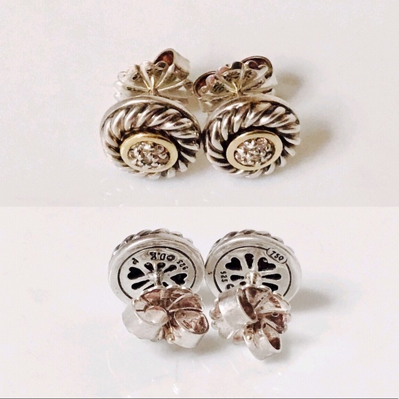 David Yurman Classic Cable Diamond Cookie Earrings - Picture 3 of 6