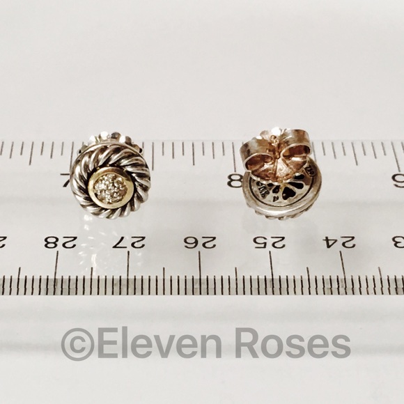 David Yurman Classic Cable Diamond Cookie Earrings - Picture 5 of 6