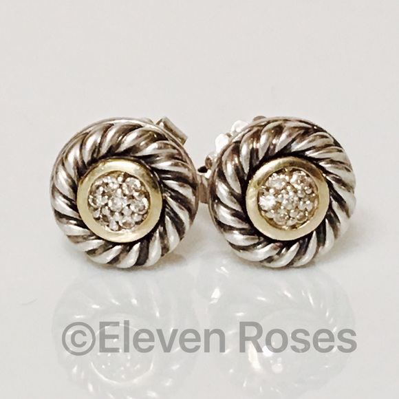 David Yurman Classic Cable Diamond Cookie Earrings - Picture 6 of 6