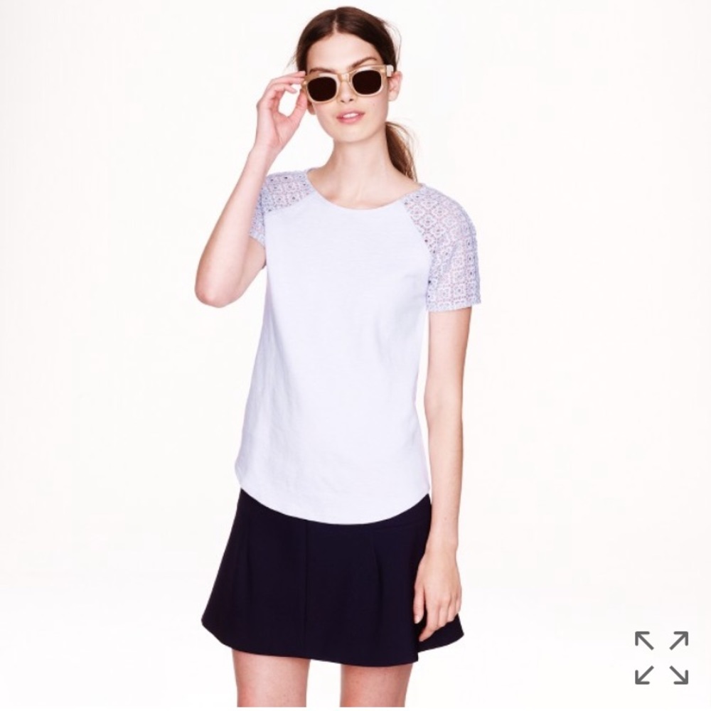 J. Crew lace sleeve top white