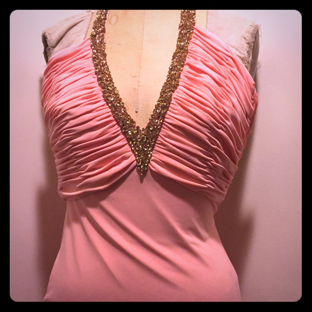 Beautiful coral cocktail dress with beading - New