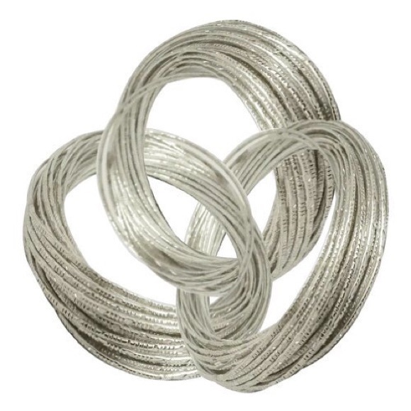 3-$15 Multi Interlocked Silver Plated Chunky Wire Bangle - Picture 3 of 6