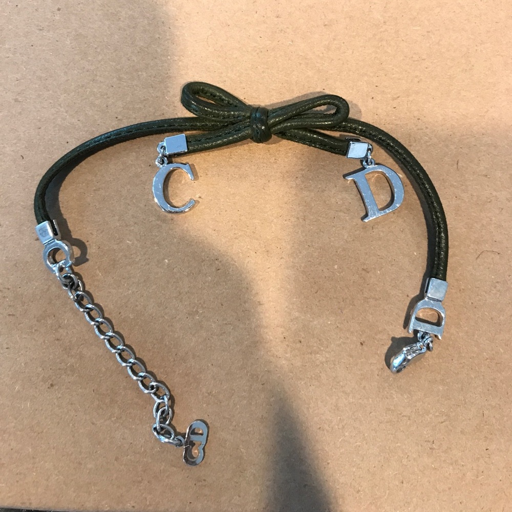 Authentic Christian Dior Leather Logo Bracelet