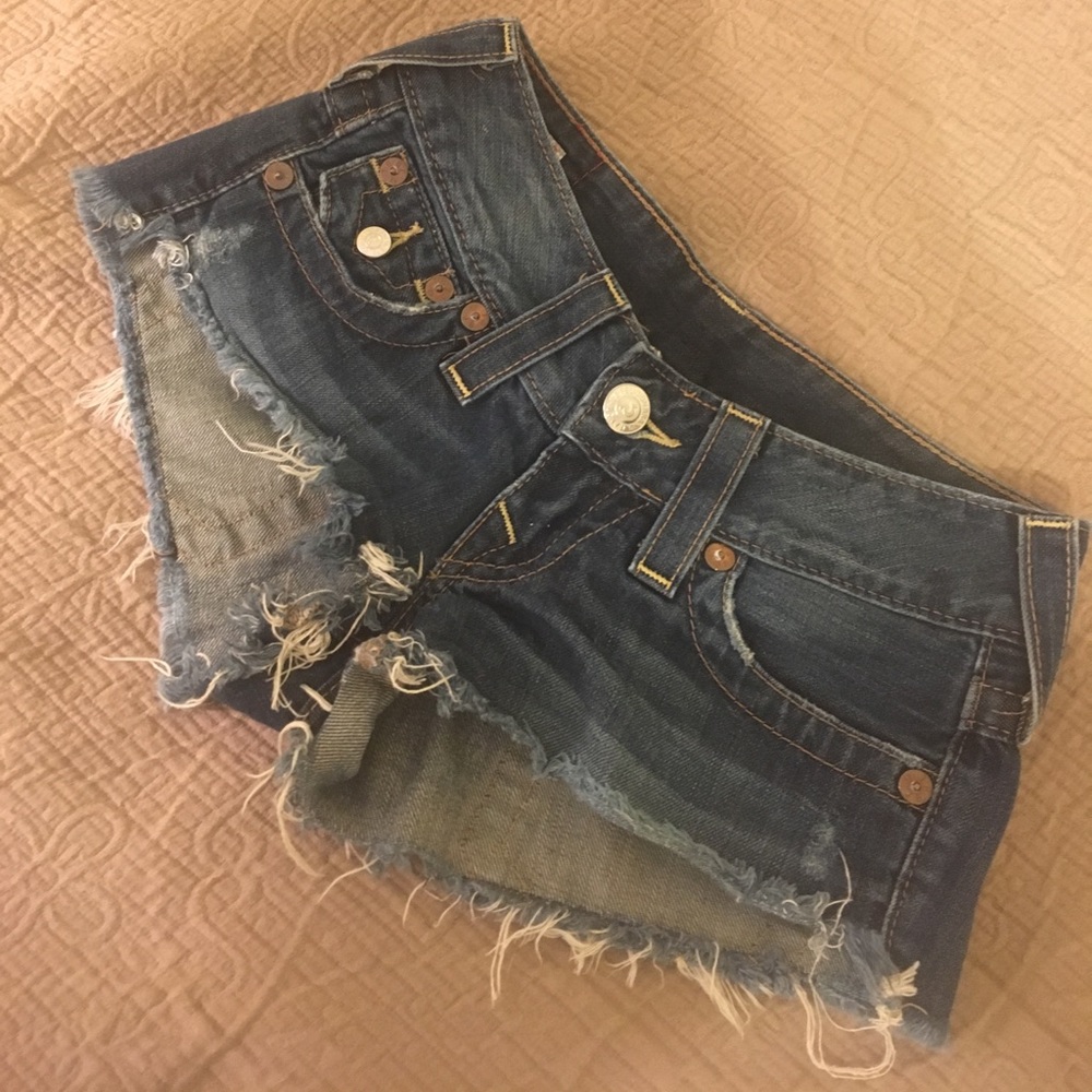 True Religion Denim "Joey" Cutoff Shorts