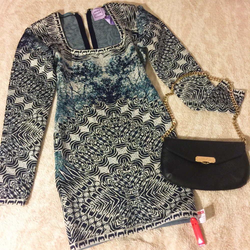 Herve Leger Melissa Photographic Jacquard dress