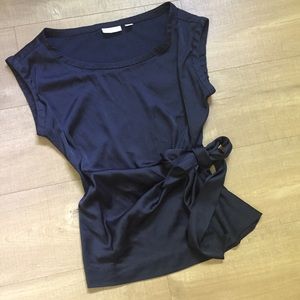 New York and Co. navy silk blouse
