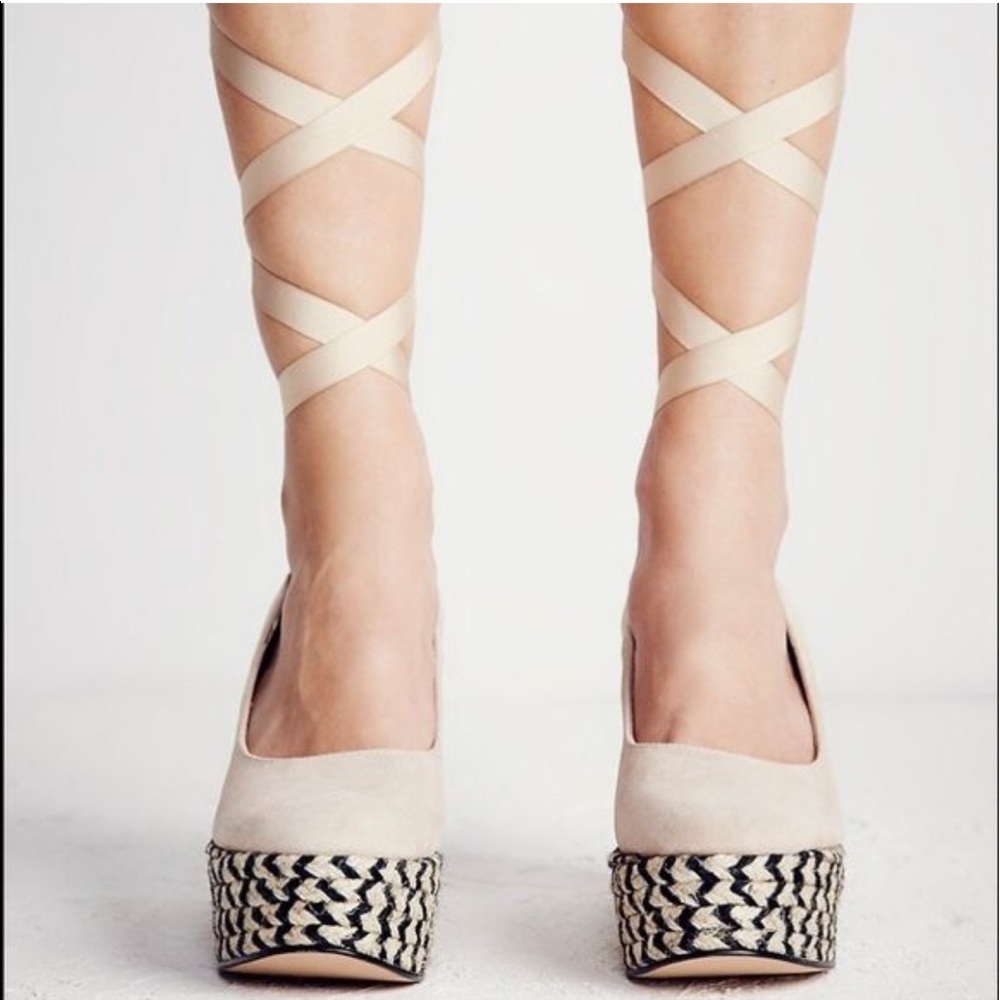 Free People Taupe Charade Espadrille Wedge Heel - Picture 3 of 4