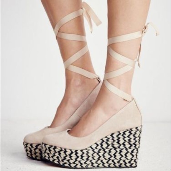 Free People Taupe Charade Espadrille Wedge Heel - Picture 2 of 4