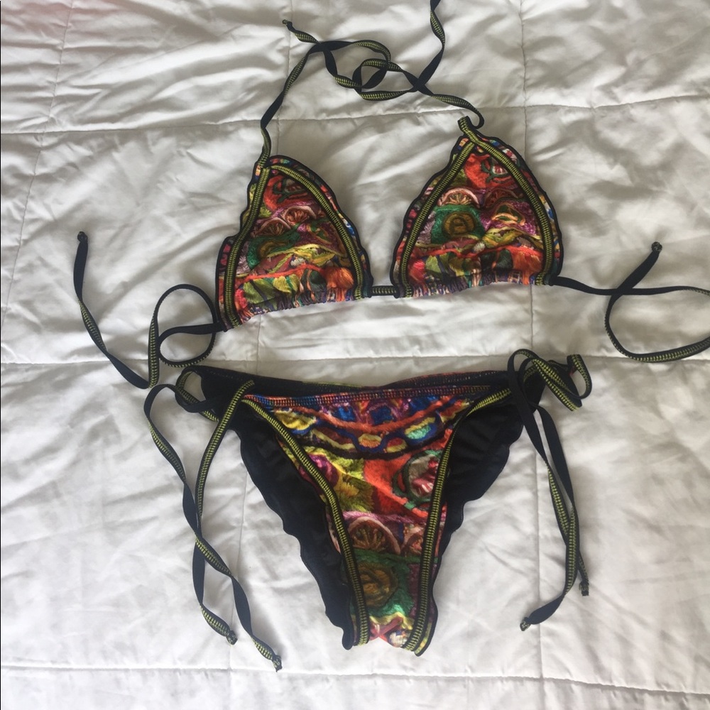 Multi color Agua Bendita bikini set.