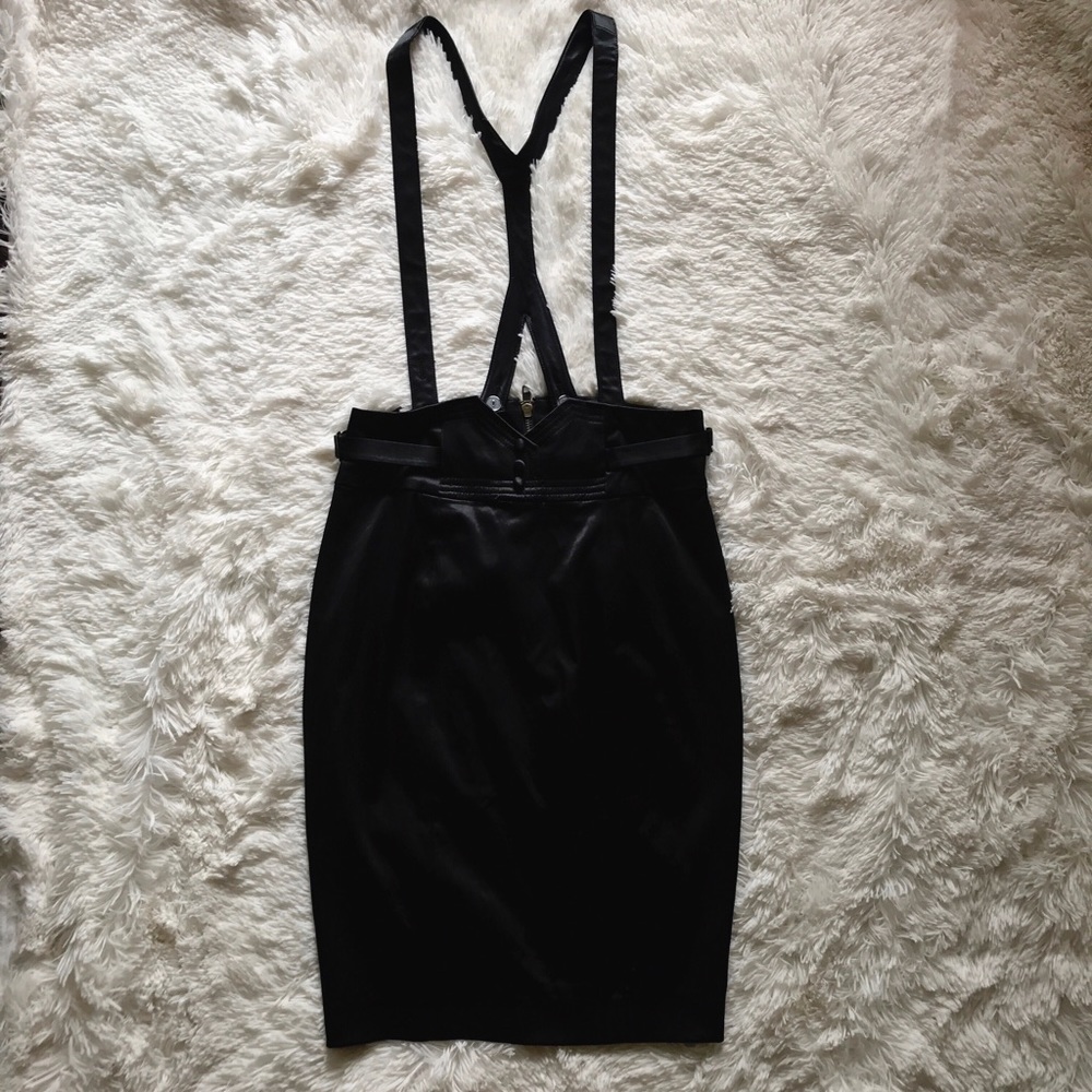Silence + Noise Black Satin Skirted Overalls