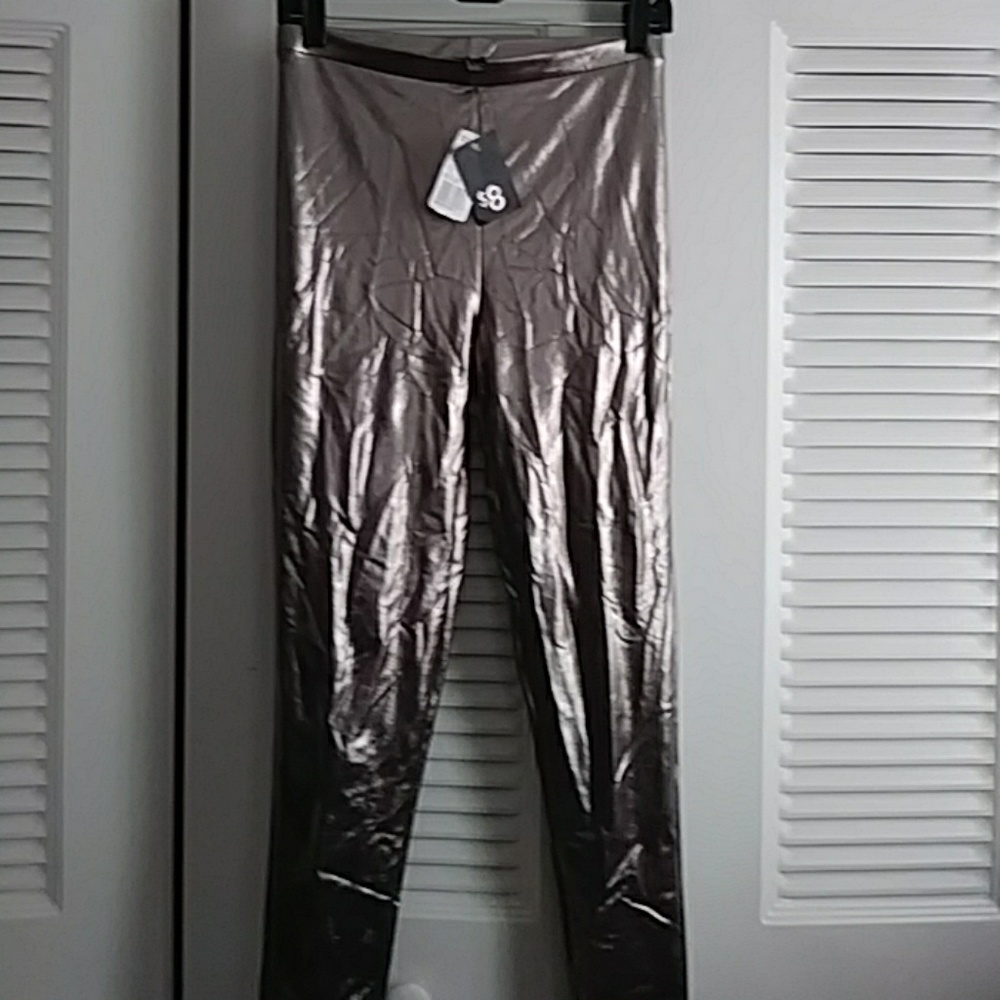 Silver metallic leggings