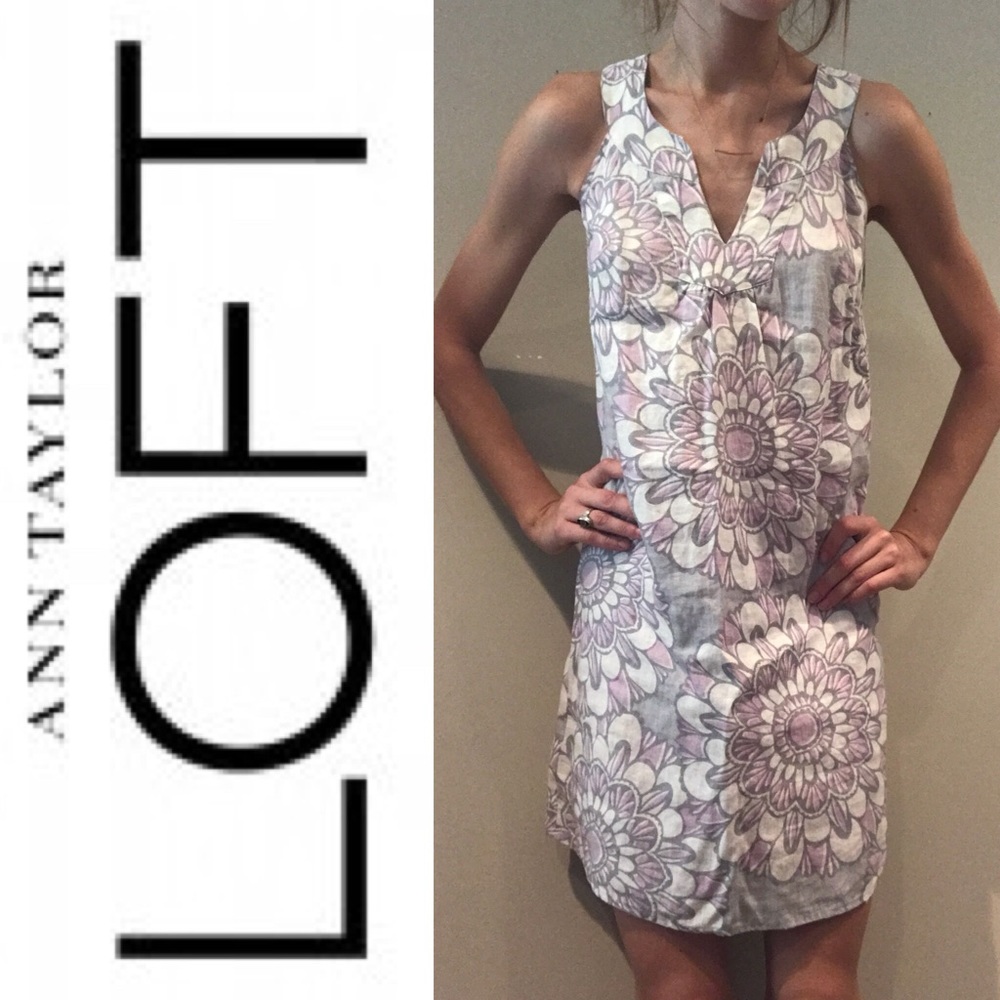 Ann Taylor Loft Linen Blend Shift Dress