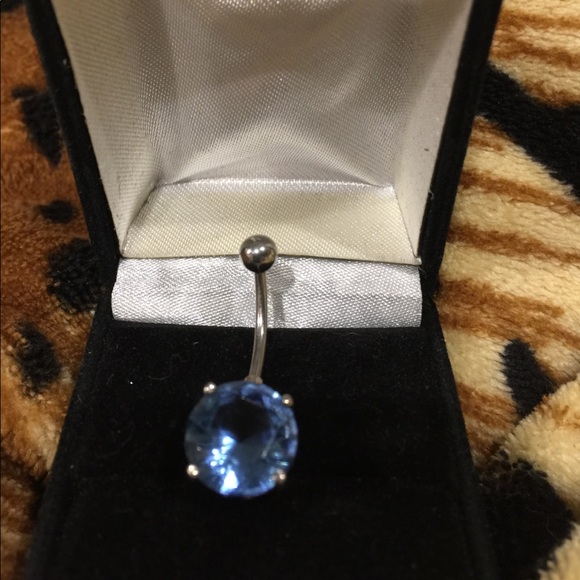 Blue Topaz Belly Ring - Picture 3 of 4