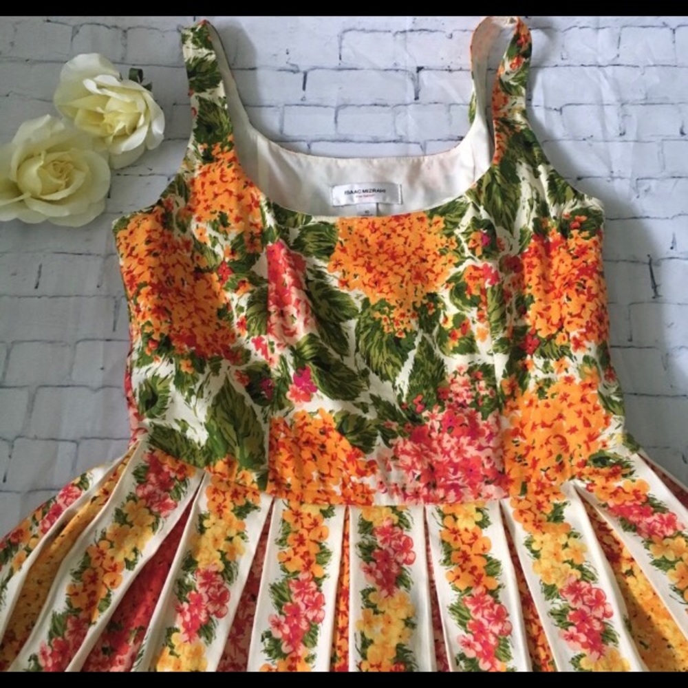 Floral Garden Party Dress Pleated Skirt & Pockets