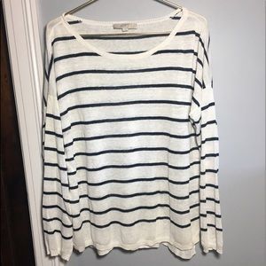 LOFT Size L Linen Stripe Sweater