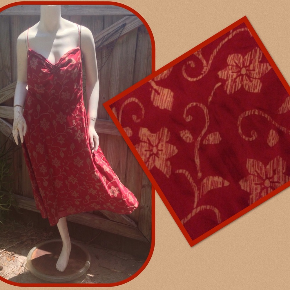 J Crew Brick Red Tan Floral Sundress 12