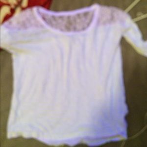 3/4 sleeve shirt with lace on the back