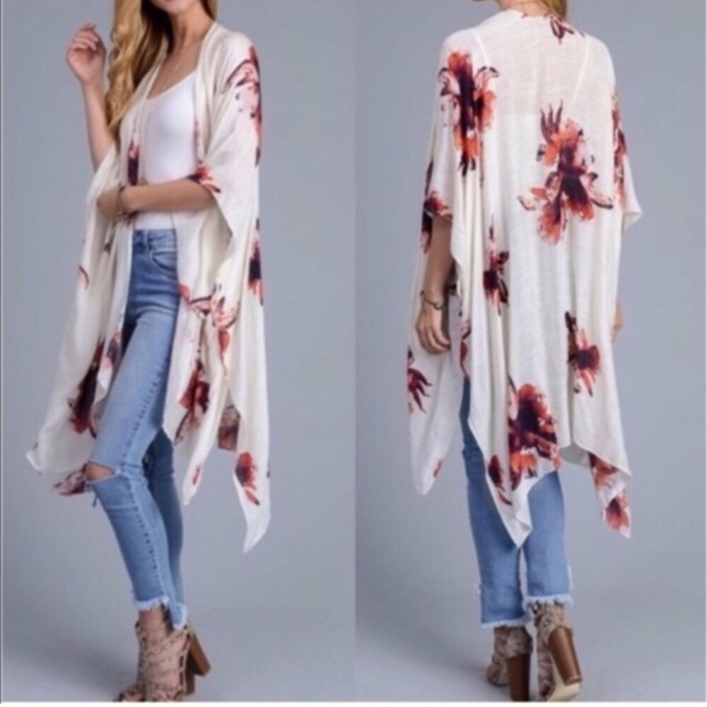 New Floral Print Boho Cute Kimono (Various Colors) - Picture 5 of 8