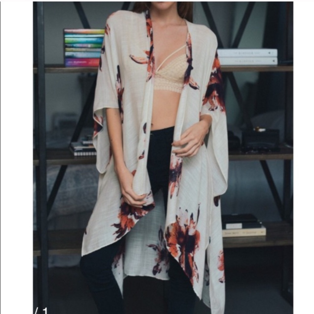 New Floral Print Boho Cute Kimono (Various Colors) - Picture 6 of 8