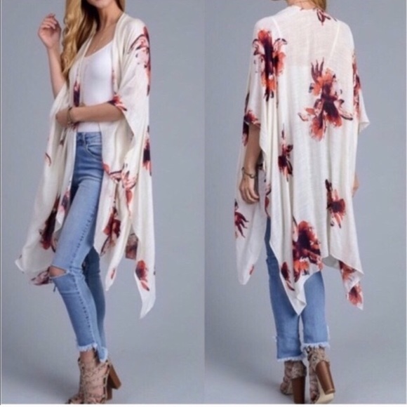 New Floral Print Boho Cute Kimono (Various Colors) - Picture 5 of 8