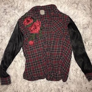 Plaid embroidered flannel