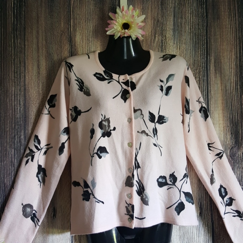 Pink Black cardigan sweater dusty rose sz m