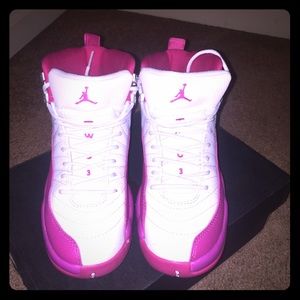 💕Pink and White Air Jordan 12 Retro💕