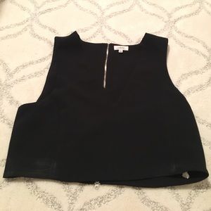 Wilfred (aritzia) cropped silk top with zip back