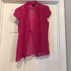Fuchsia Sheer Ruffle Blouse