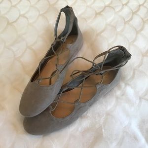Taupe lace up flats