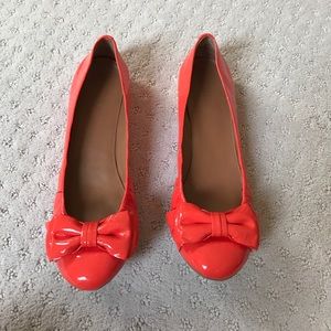 Jcrew patent red-orange flats