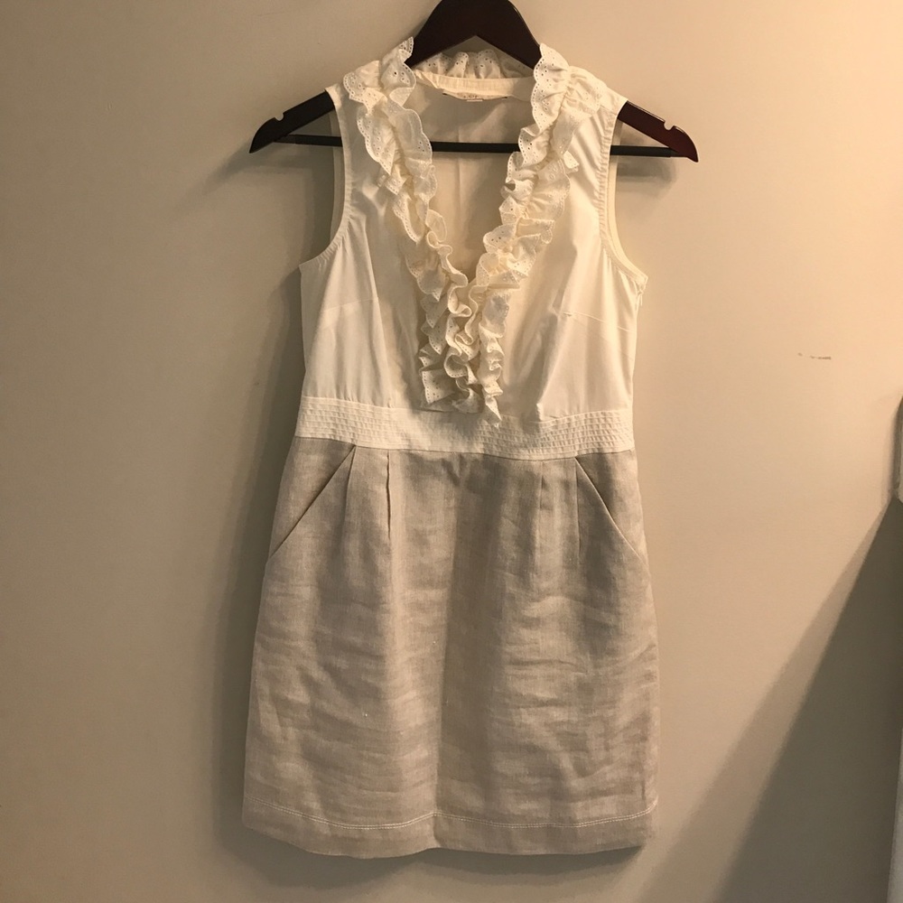 Loft white and cream dress