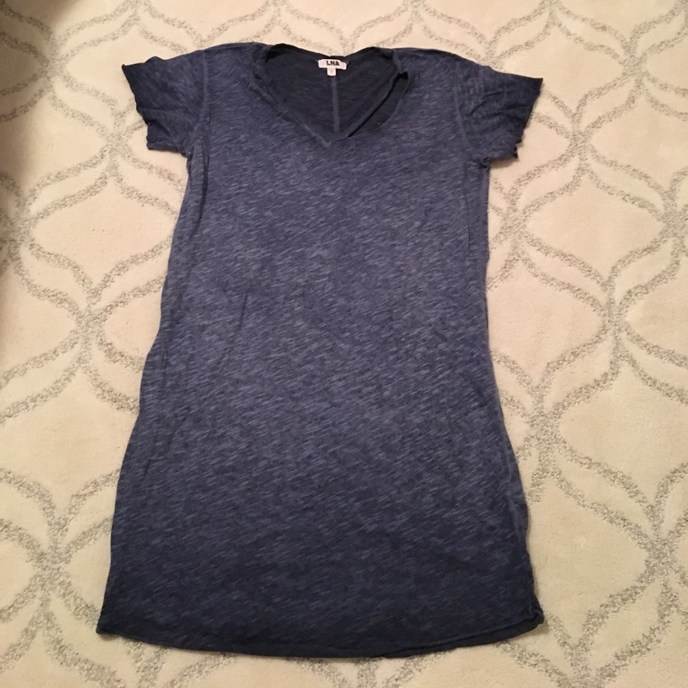 LNA v neck t shirt dress with slash detail
