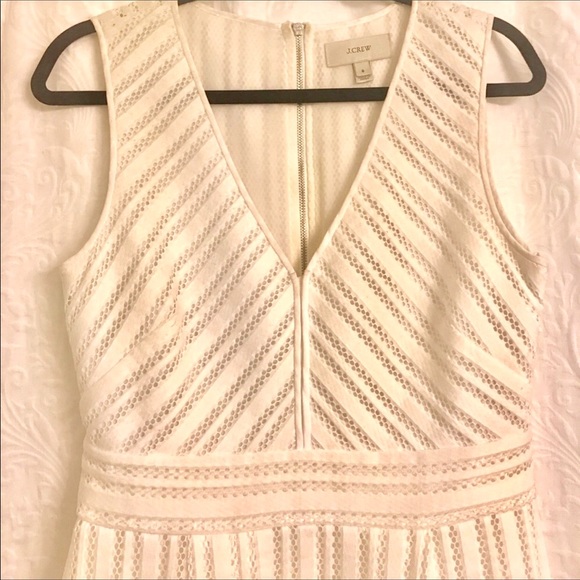 J. Crew White Striped Eyelet Dress size 8 - Picture 3 of 6