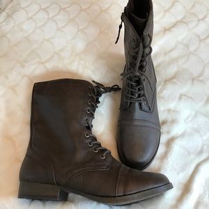 Brown combat boots