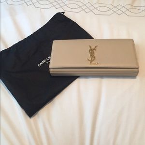 100% Authentic YSL Monogram Clutch in Nude